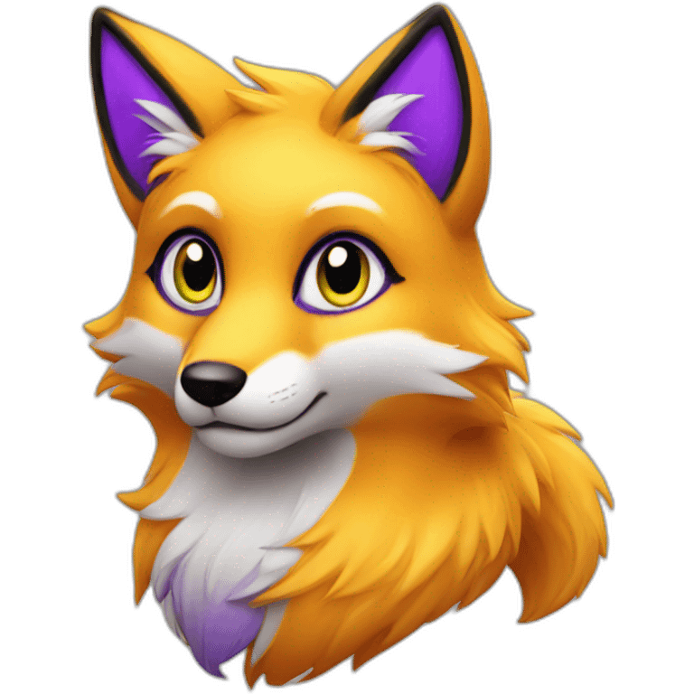 purple yellow fox furry green eyes emoji