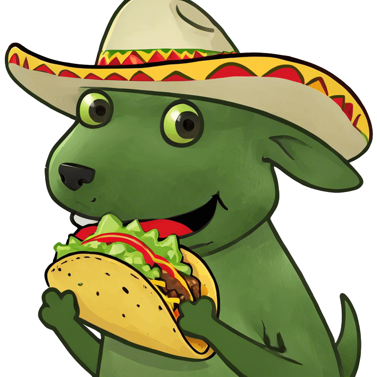 A dog eating a taco emoji