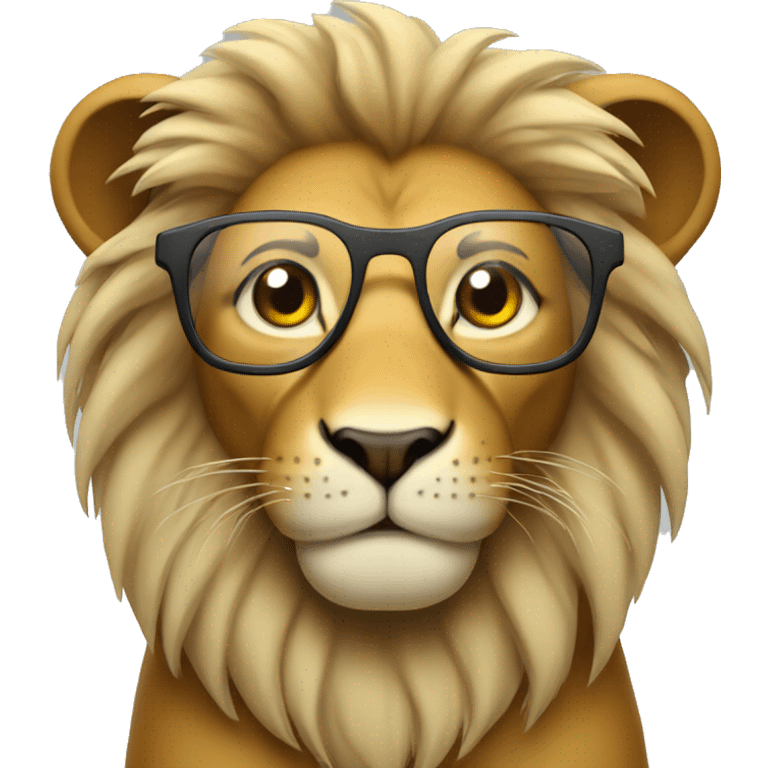 Lion with glasses being technical  emoji