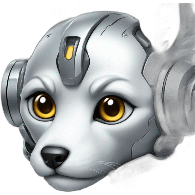 Cyber futuristic silver furry robot  emoji