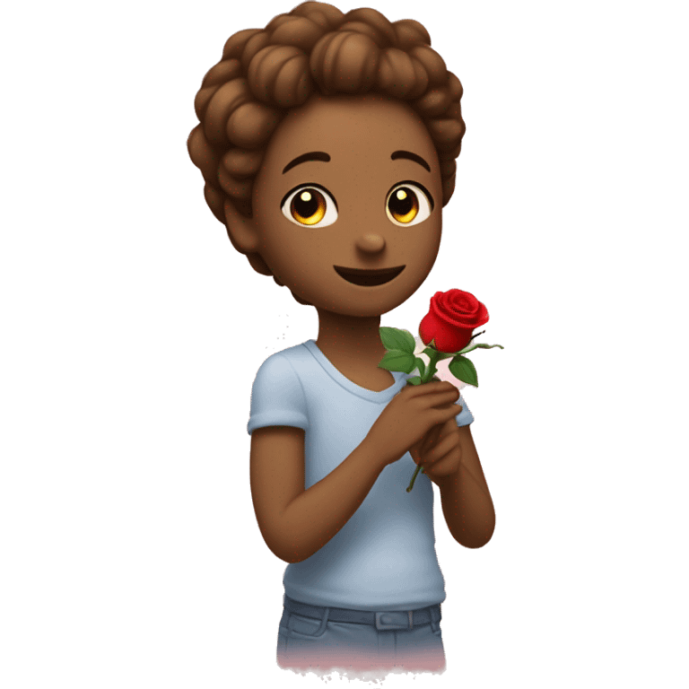 To lovingly caress a rose with one's hand emoji