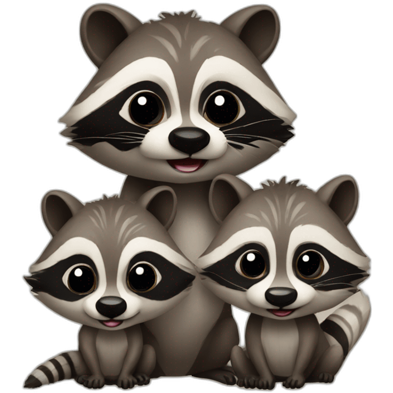 family of tiny raccoons emoji