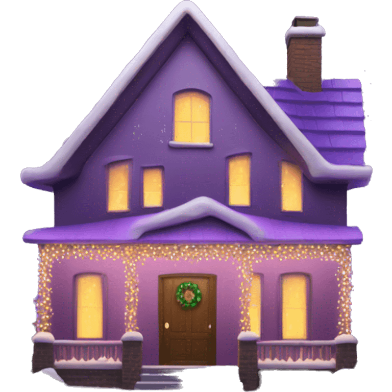 House with purple Christmas lights emoji