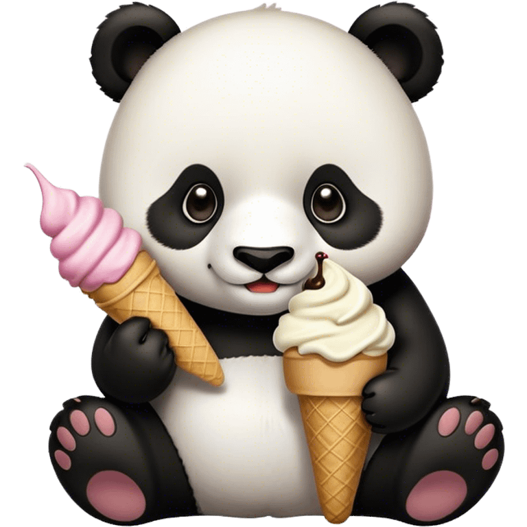 Panda eating ice cream emoji