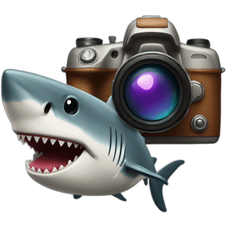 Camera with big shark emoji