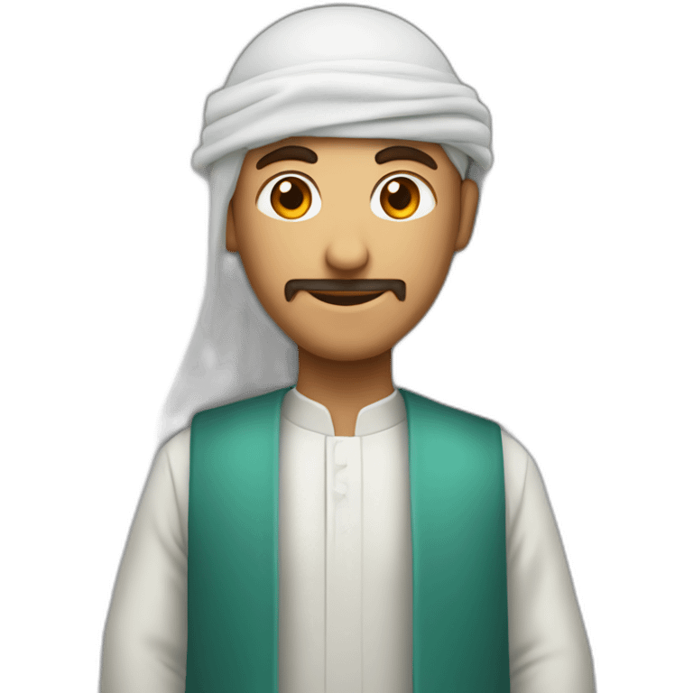 Homme en Qamis avec un panneau cœur emoji