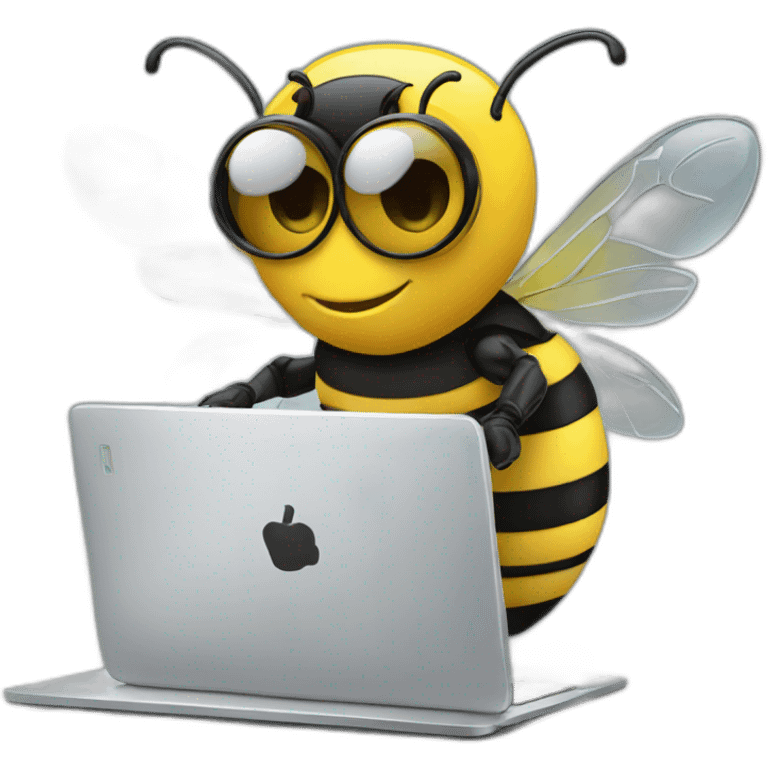 A bee working with a laptop emoji