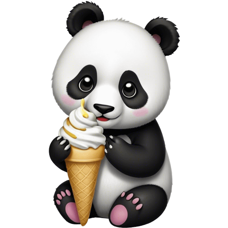 Panda eating ice cream emoji