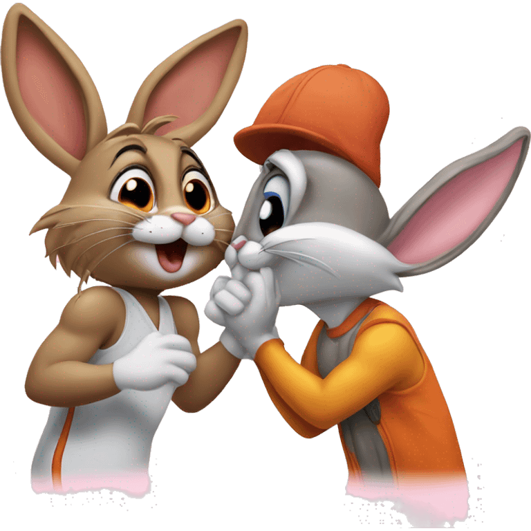 Lola bunny and bugs bunny kissing emoji