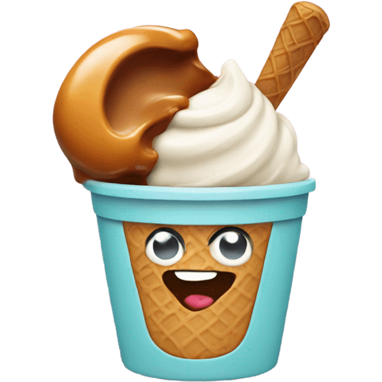 Ice cream in a cup with caramel  emoji