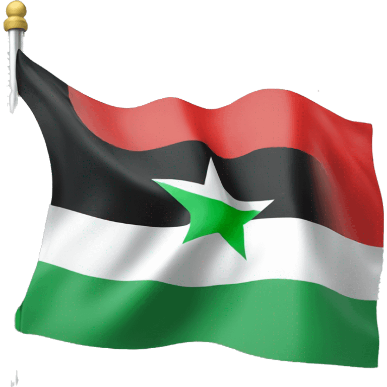 Syrian flag but with three red star instead of green ones and replace the red colour o to inthe flag with green emoji