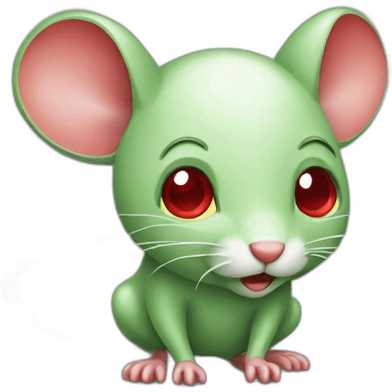 green mouse with red eyes  emoji