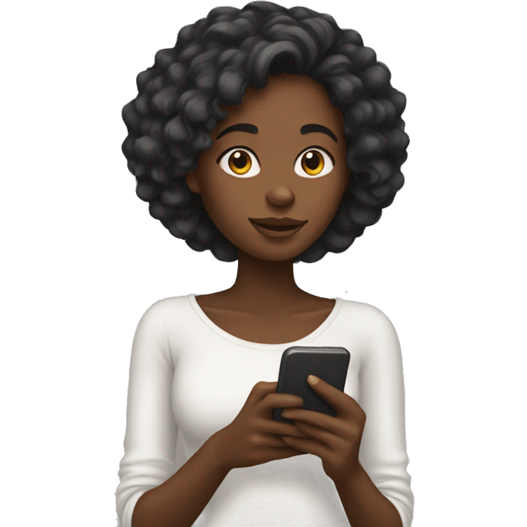 Black girl with cat texting emoji