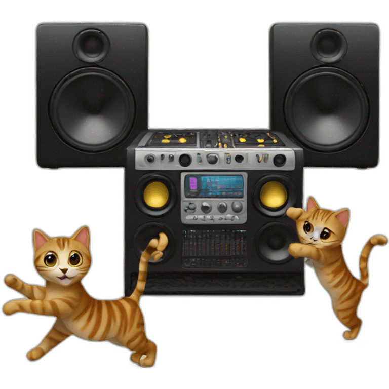 Sound system with dancing cats  emoji