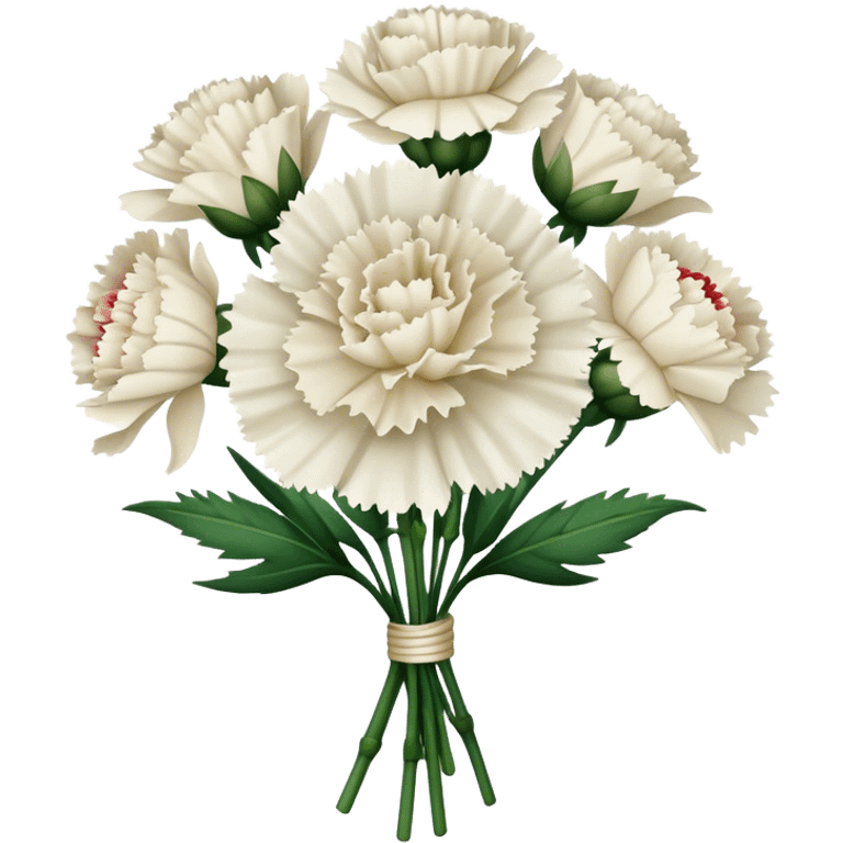 white bouquet Carnation stem flowers emoji