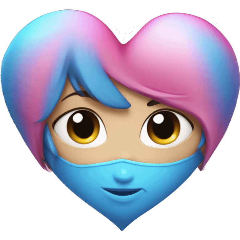 corazon con purpurina azul y rosa emoji