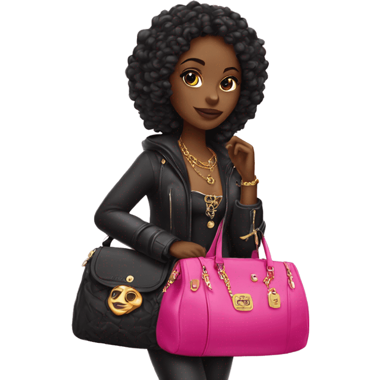 black girl with juicy couture bag emoji