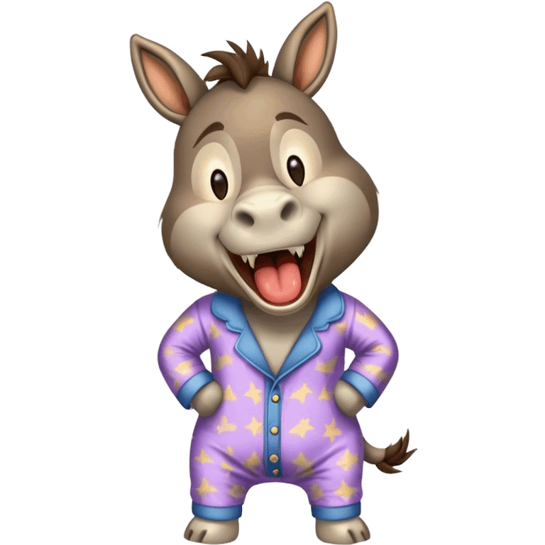 Donkey yawning wearing pajamas emoji