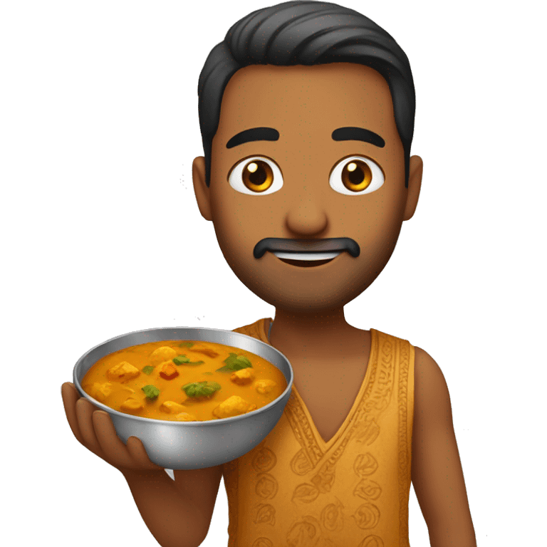 An Indian guy with curry emoji