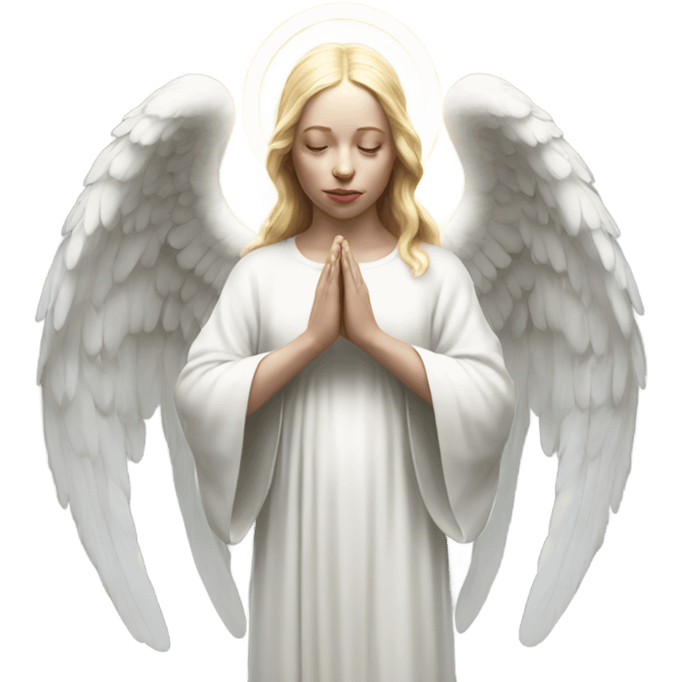 Hyper Realistic pale praying angel full body with halo emoji