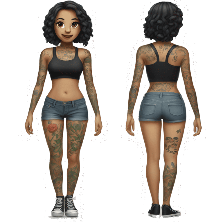 Full body Tattooed girl emoji