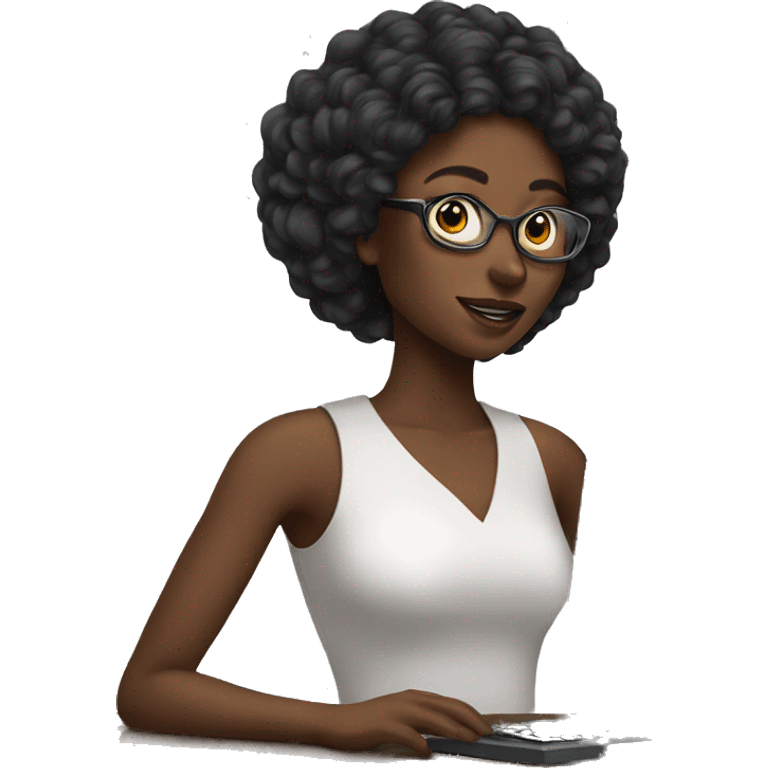 Black lady with computer emoji