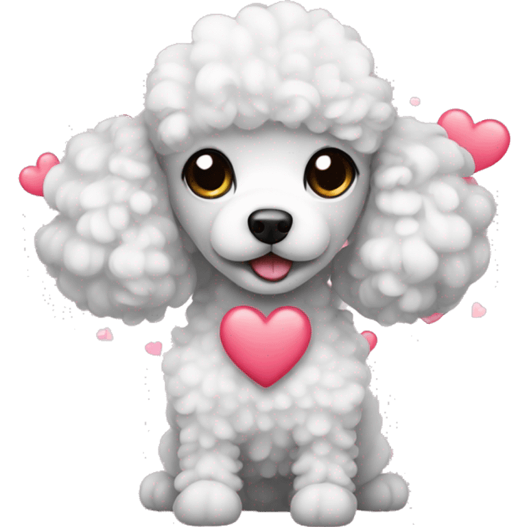 poodle with hearts emoji