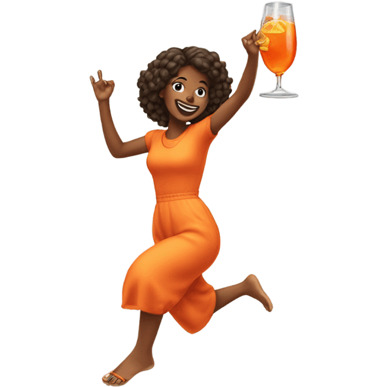 Girl Jumping with aperol spritz  emoji