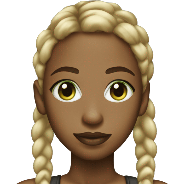 black woman blonde cornrows green almond eyes full lips emoji