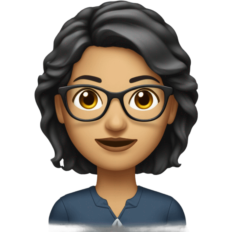 mujer morena con lentes y cabello muy corto amarrado, con vestimenta ejecutiva emoji