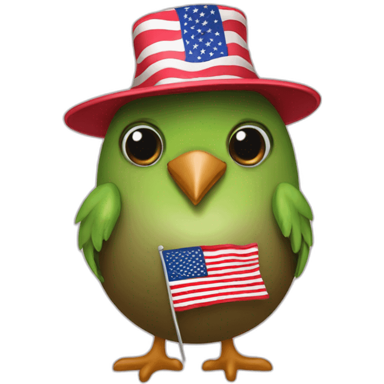 a kiwi wearing an american flag hat emoji