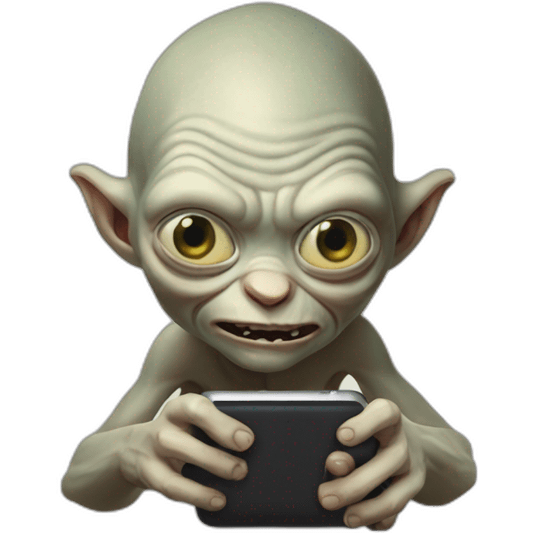 Gollum with a smartphone instead of a ring emoji