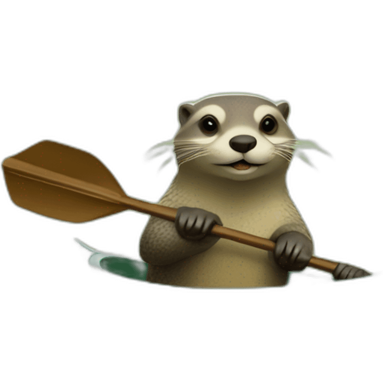 loutre avec un corps de tortue sur un kayak emoji