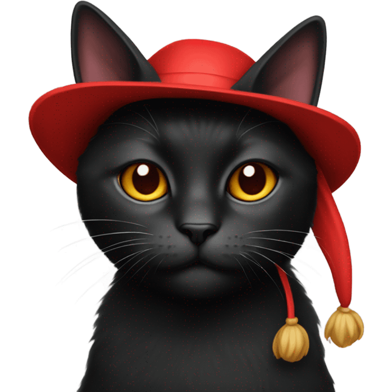 Black cat wearing maga hat emoji