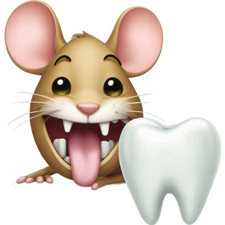 a mouse next to a tooth emoji