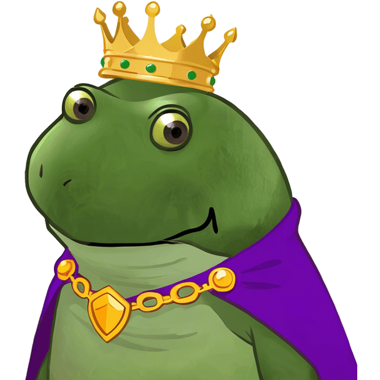 bufo the king wearing a purple cape and gold crown emoji