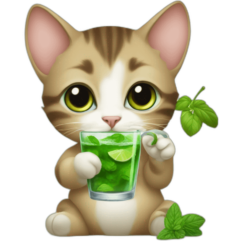 baby sherlock holmes cat drinking mojito emoji