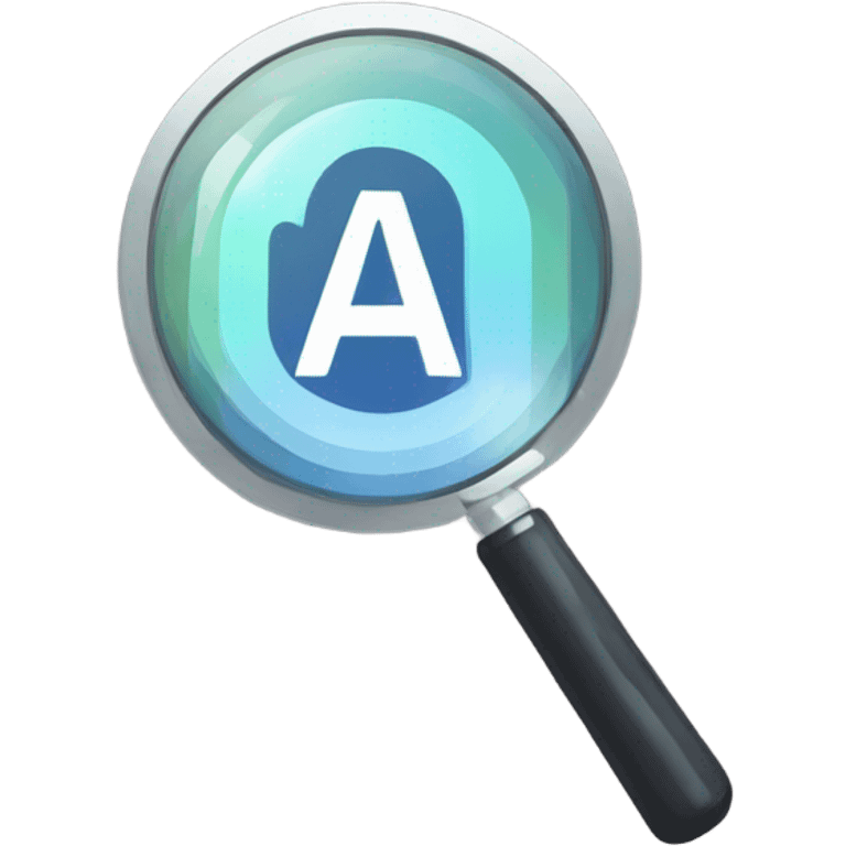 logo in a pixel art style featuring a magnifying glass as the central element. Inside the circular lens of the magnifying glass, place a pixelated letter 'A' emoji