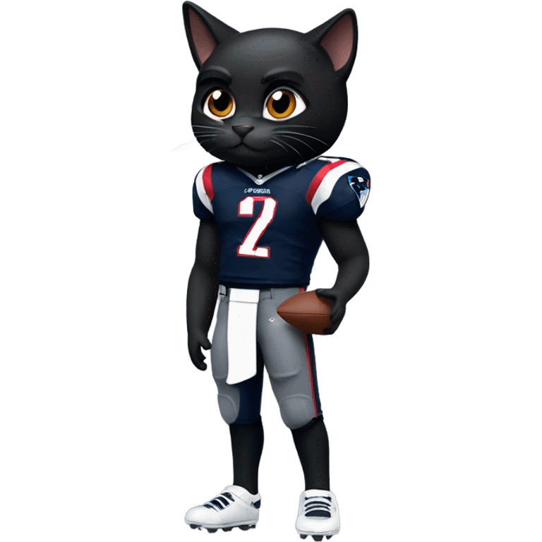 Black cat as a New England Patriots Quarterback  emoji