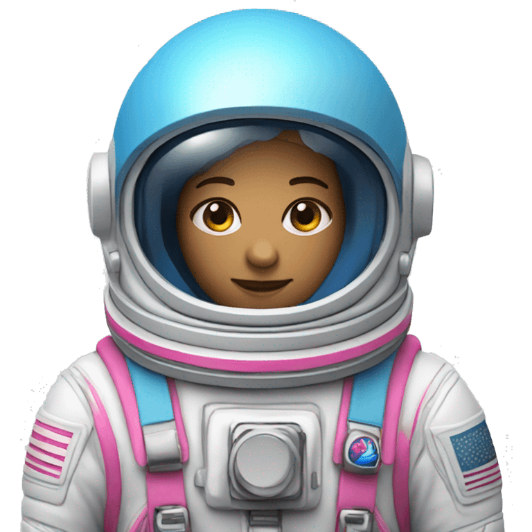 astronaut and rocket blue and pink colors emoji