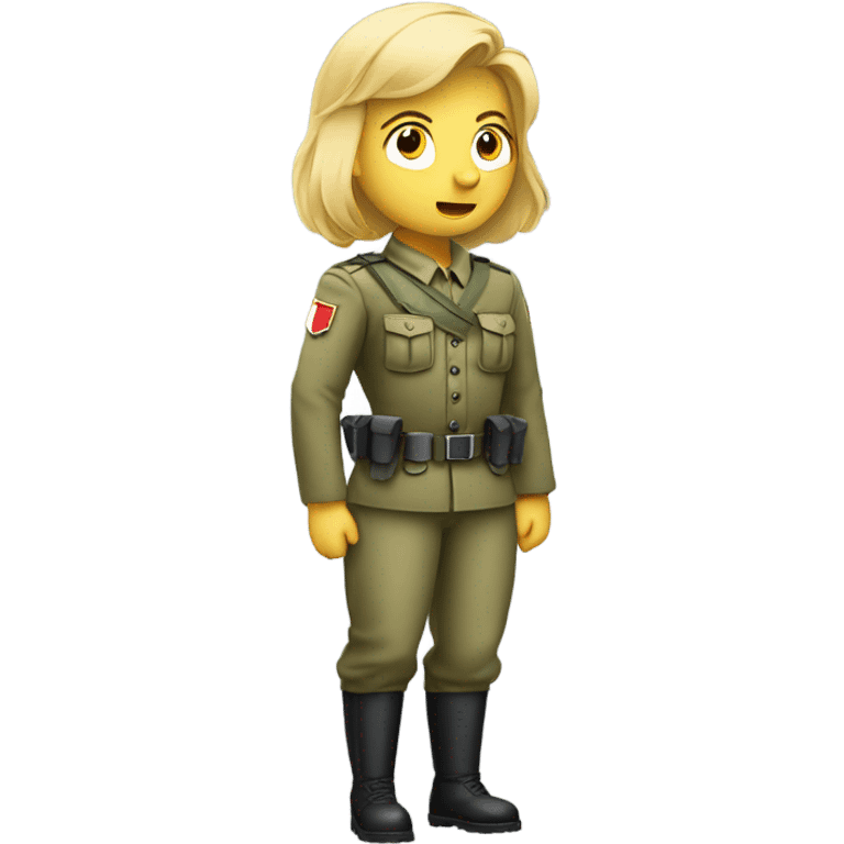 Blonde army solider with upset stomach emoji