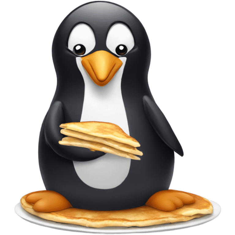 penguin eating pancakes emoji