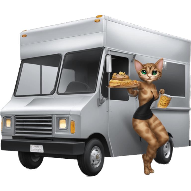 Realistic Cat Woman’s food truck  emoji