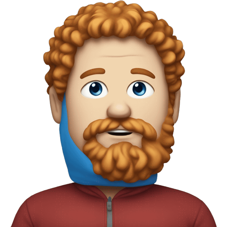 fat white man with blue hoodie and red curly hair and beard emoji