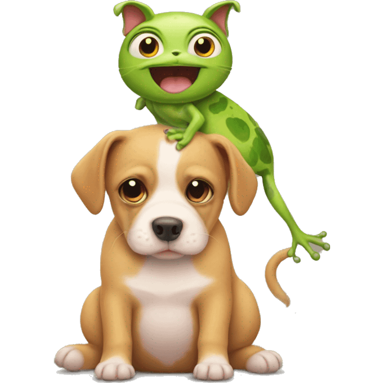 Dog combines with cat with a frog tail and a pig body emoji