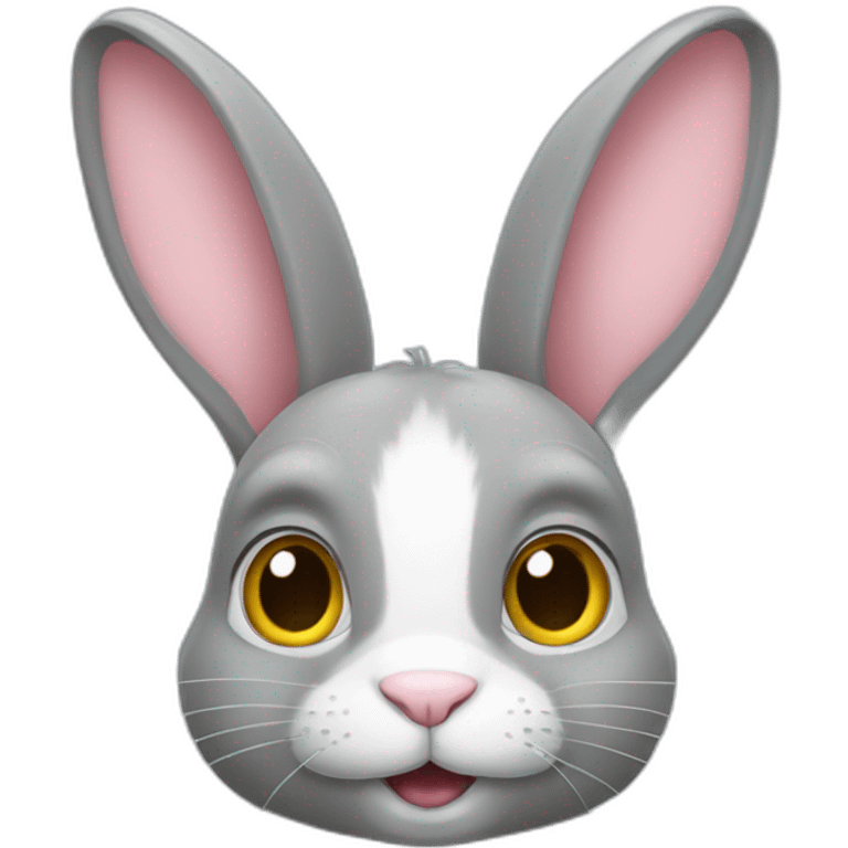 Grey rabbit with an iPhone 15 emoji