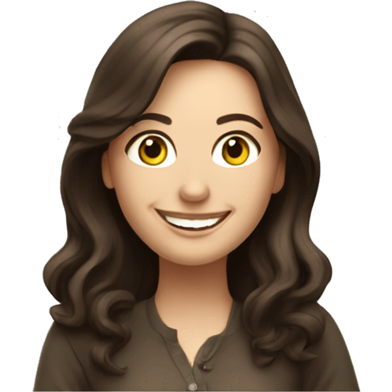 A happy caucasian brunette on a laptop emoji