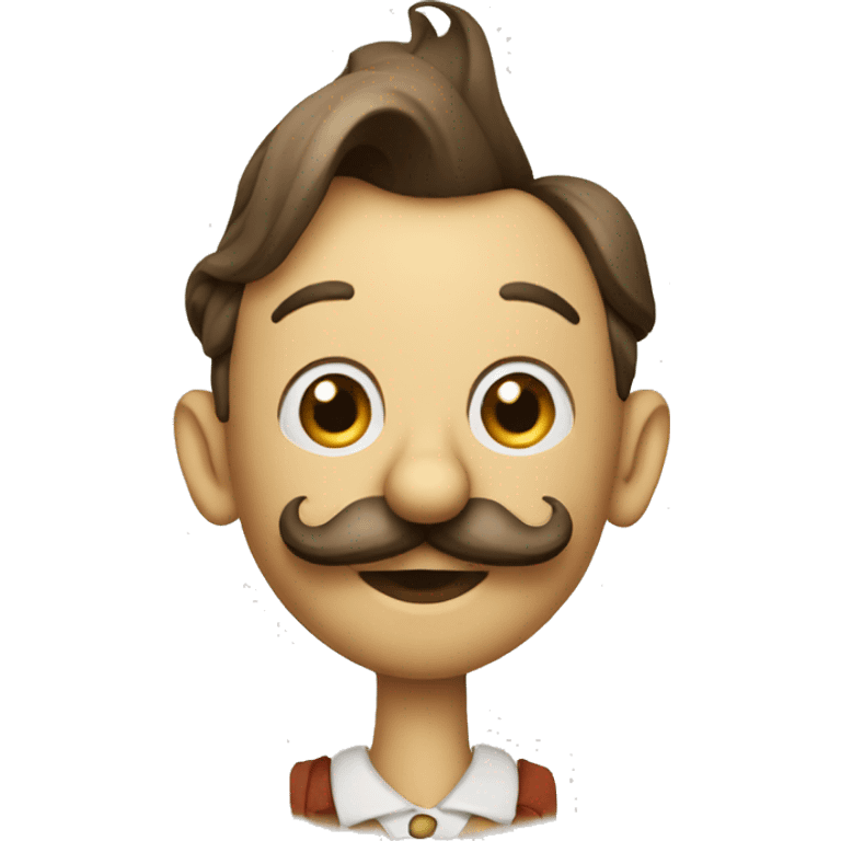 Pinocchio puppet with a long nose and mustache emoji