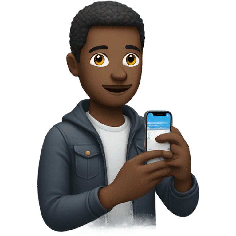 A man holding iphone 13 emoji