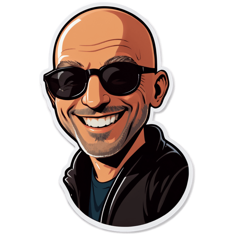 bald guy with a smile wearing sunglasses  emoji